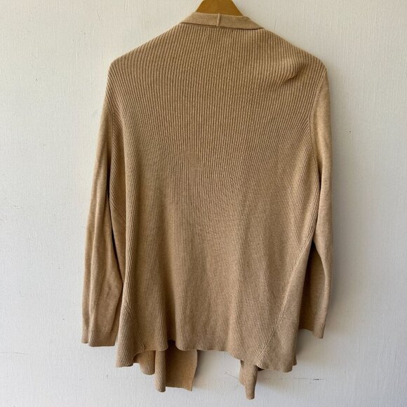 Lands End Cardigan Womens XL Beige Open Front Minimalist Classic Knit Sweater - Picture 5 of 5